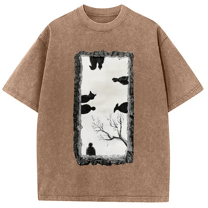 Modecanvas Cats Watching You Washed T-Shirt