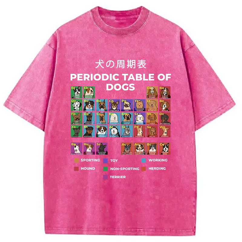 Modecanvas Periodic Table Of Dogs Washed T-Shirt-modecanvas