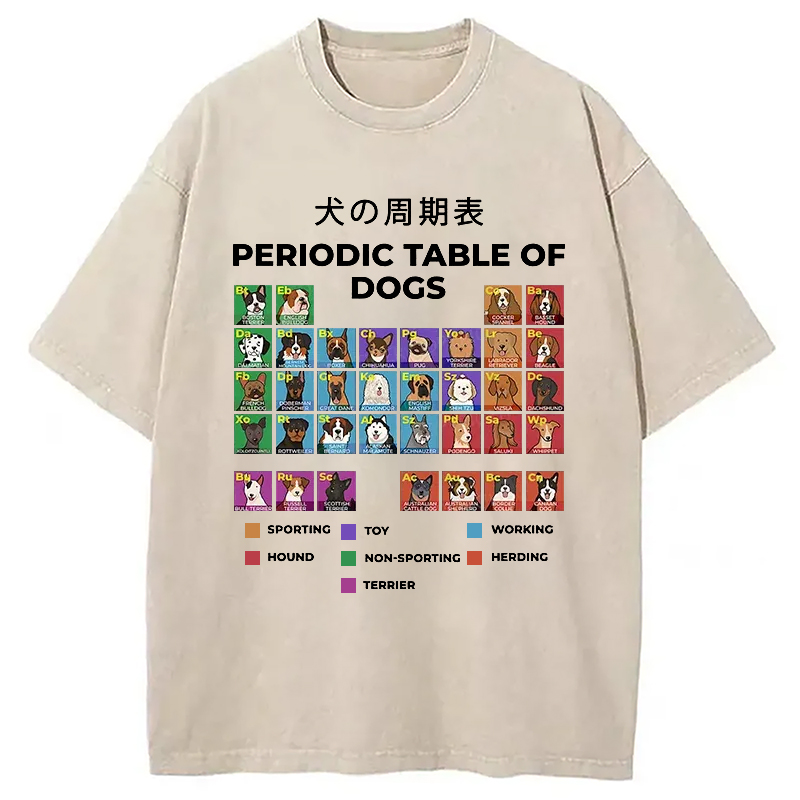 Modecanvas Periodic Table Of Dogs Washed T-Shirt-modecanvas