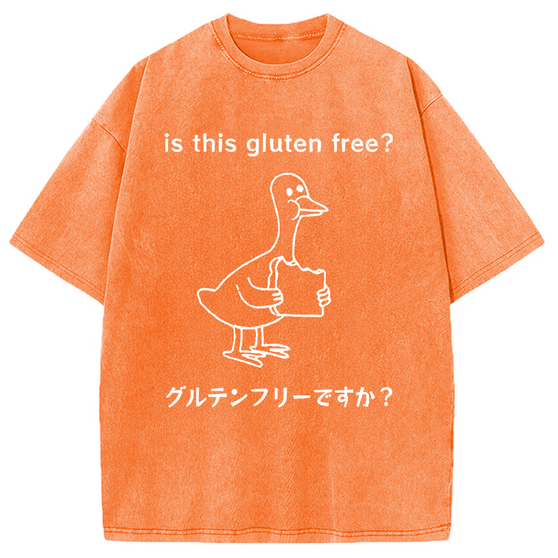 Modecanvas Avoid Gluten Product Washed T-Shirt-modecanvas