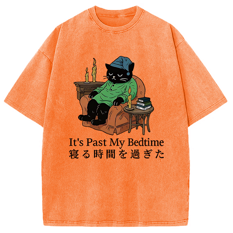 Modecanvas Cat That Goes To Bed Early Washed T-Shirt