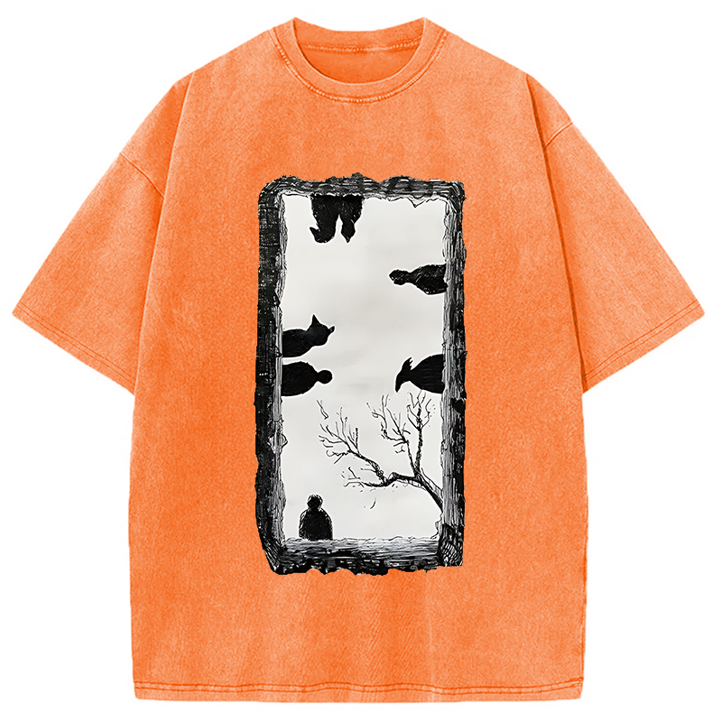 Modecanvas Cats Watching You Washed T-Shirt