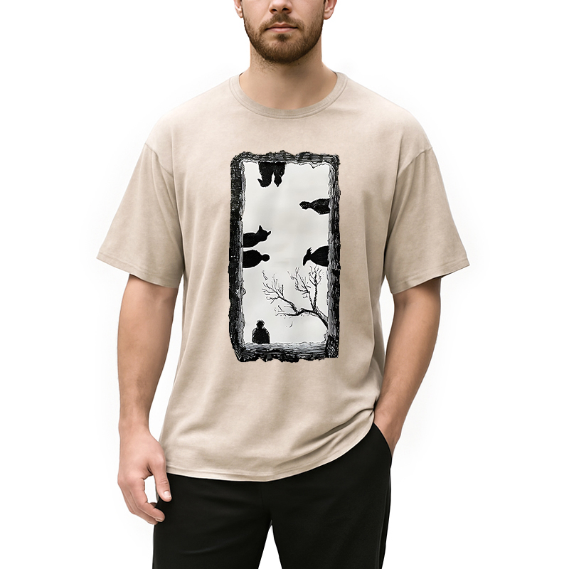 Modecanvas Cats Watching You Washed T-Shirt