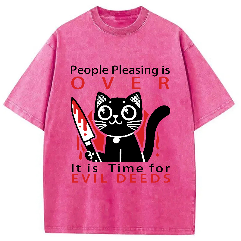Modecanvas Mischievous Kitten Washed T-Shirt