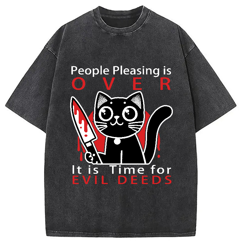 Modecanvas Mischievous Kitten Washed T-Shirt