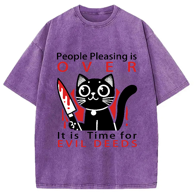 Modecanvas Mischievous Kitten Washed T-Shirt