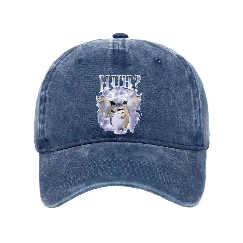 Modecanvas Huh Cat Chonky Ben Meme Washed Cap-modecanvas