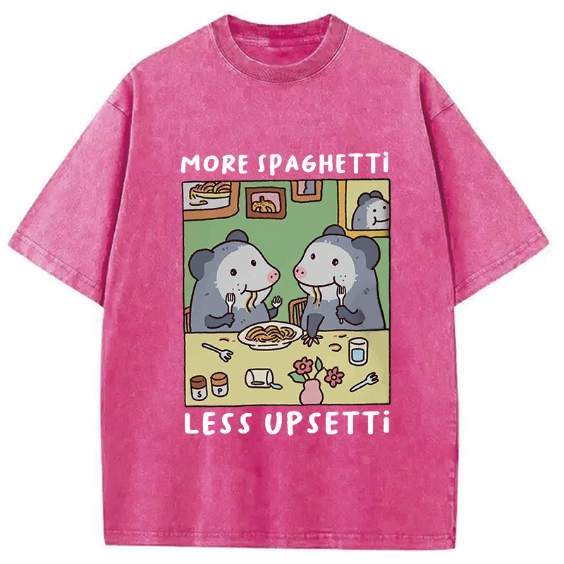 Modecanvas Possums Eating Spaghetti Washed T-Shirt