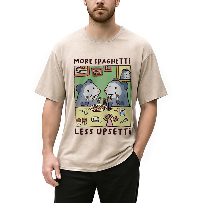 Modecanvas Possums Eating Spaghetti Washed T-Shirt