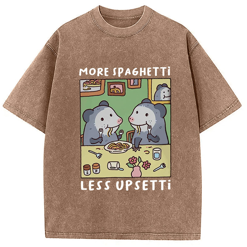 Modecanvas Possums Eating Spaghetti Washed T-Shirt