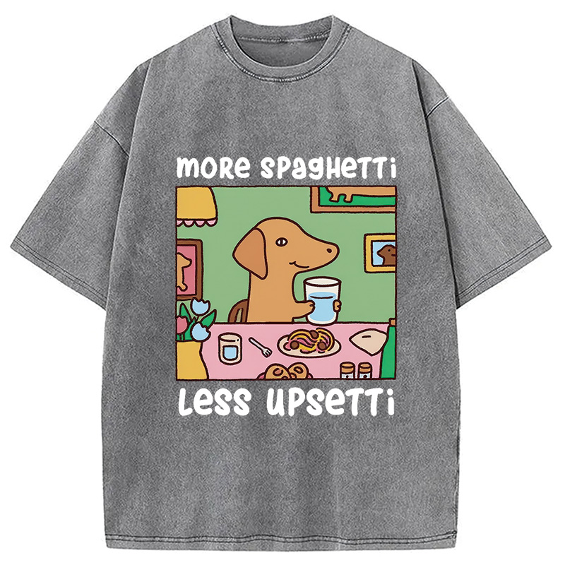 Modecanvas Doxie Eating Spaghetti Washed T-Shirt