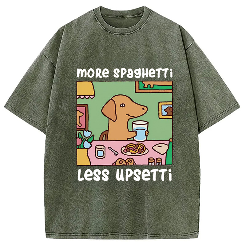 Modecanvas Doxie Eating Spaghetti Washed T-Shirt