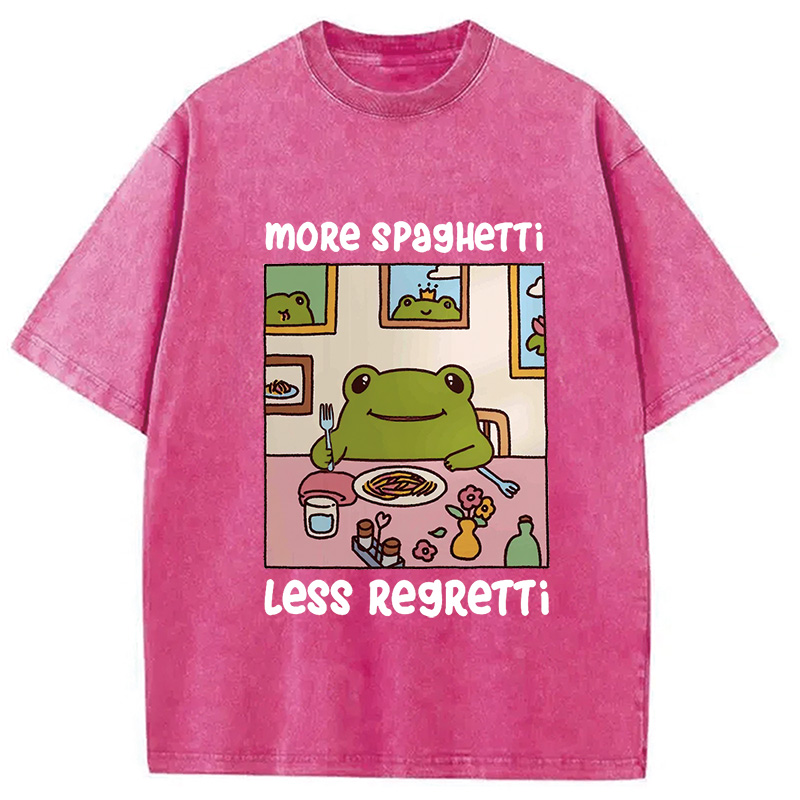 Modecanvas More Spaghetti Less Regretti Frog Washed T-Shirt