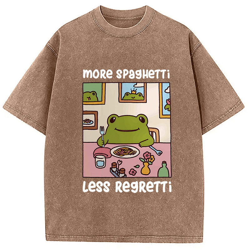 Modecanvas More Spaghetti Less Regretti Frog Washed T-Shirt