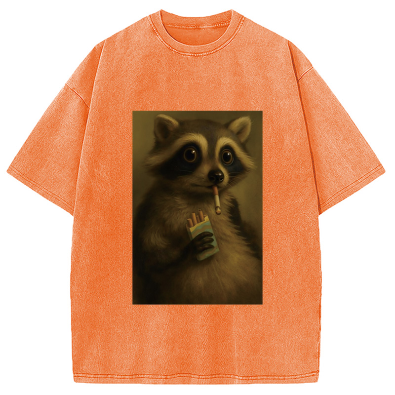 Modecanvas Smoking Raccon Washed T-Shirt