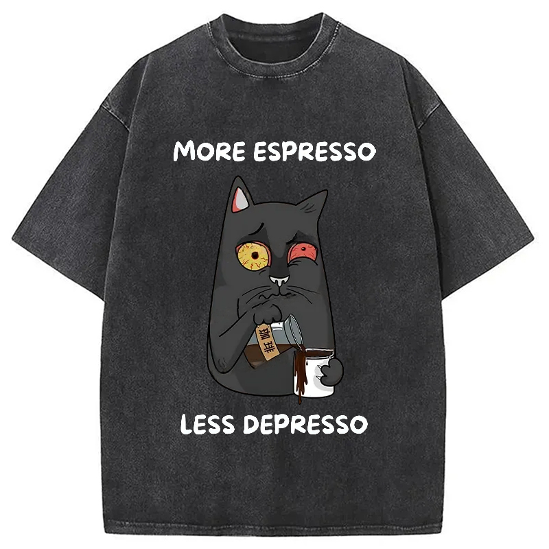 Modecanvas Japan More Espresso Less Depresso Washed T-Shirt