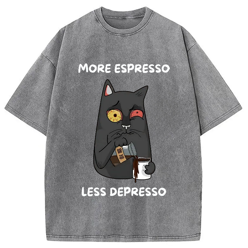 Modecanvas Japan More Espresso Less Depresso Washed T-Shirt