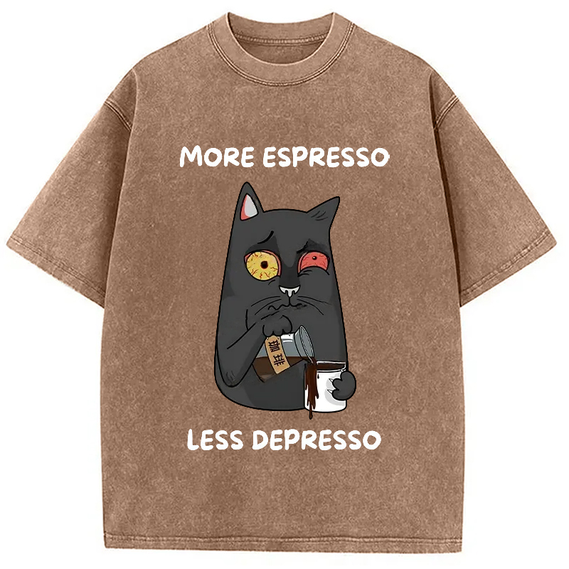Modecanvas Japan More Espresso Less Depresso Washed T-Shirt