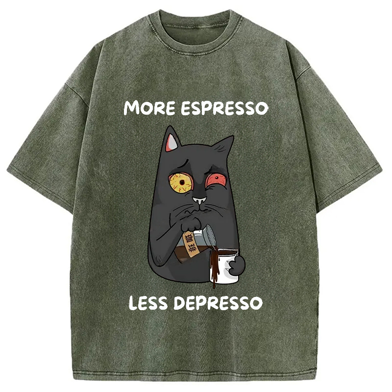 Modecanvas Japan More Espresso Less Depresso Washed T-Shirt