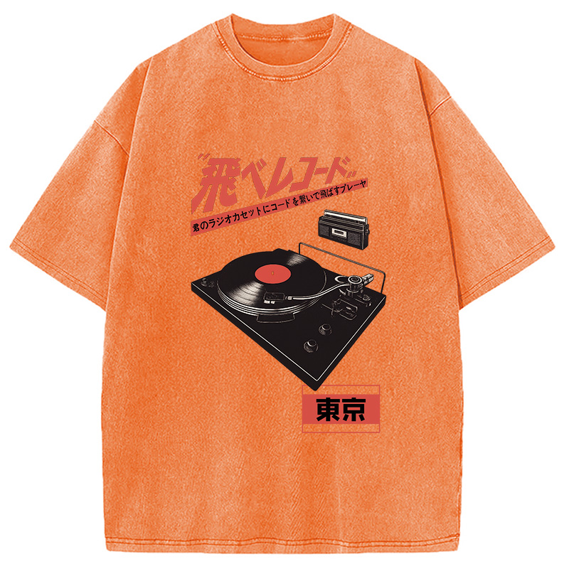 Modecanvas Retro Japanese Tokyo Music Washed T-Shirt