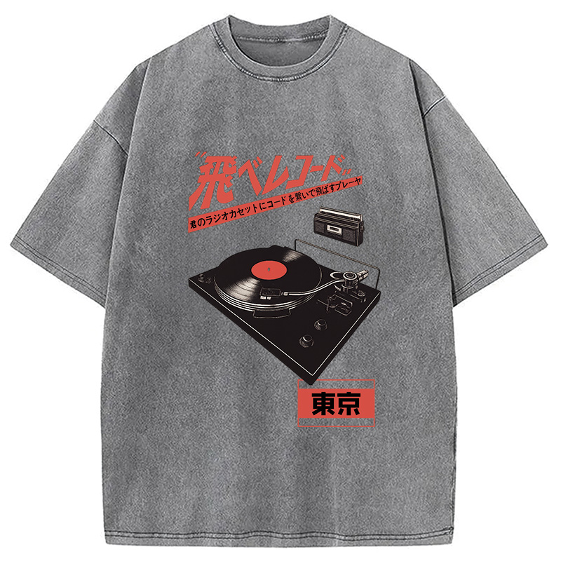 Modecanvas Retro Japanese Tokyo Music Washed T-Shirt