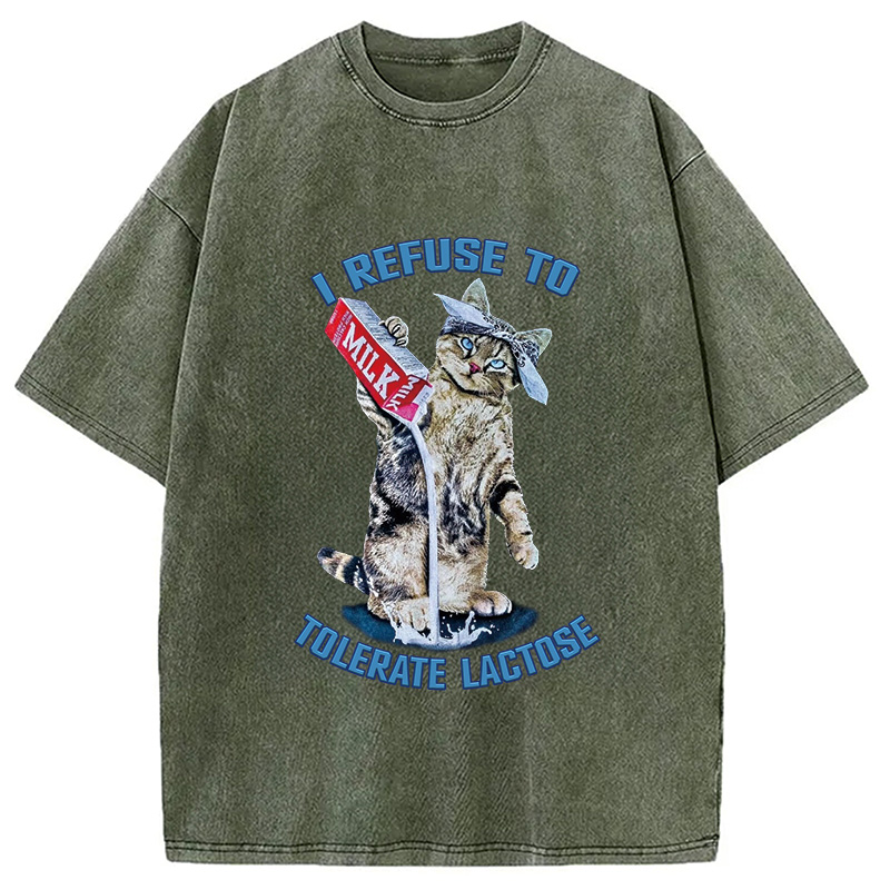 Modecanvas I REFUSE TO TOLERATE LACTOSE Washed T-Shirt-modecanvas