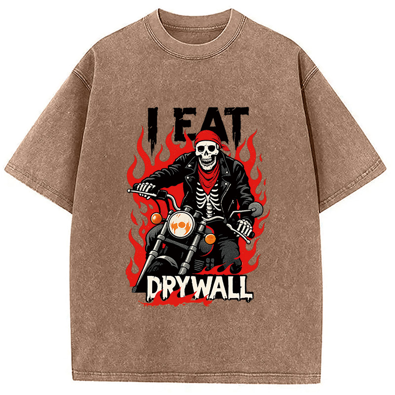 Modecanvas Eat Drywall Funny Meme Washed T-Shirt