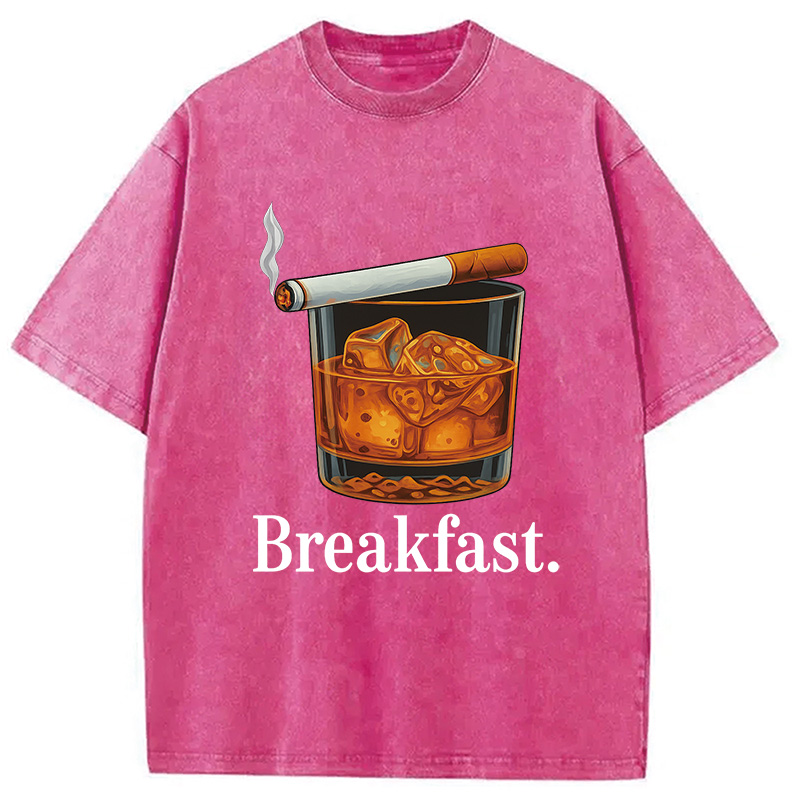 Modecanvas Breakfast Funny Meme Washed T-Shirt