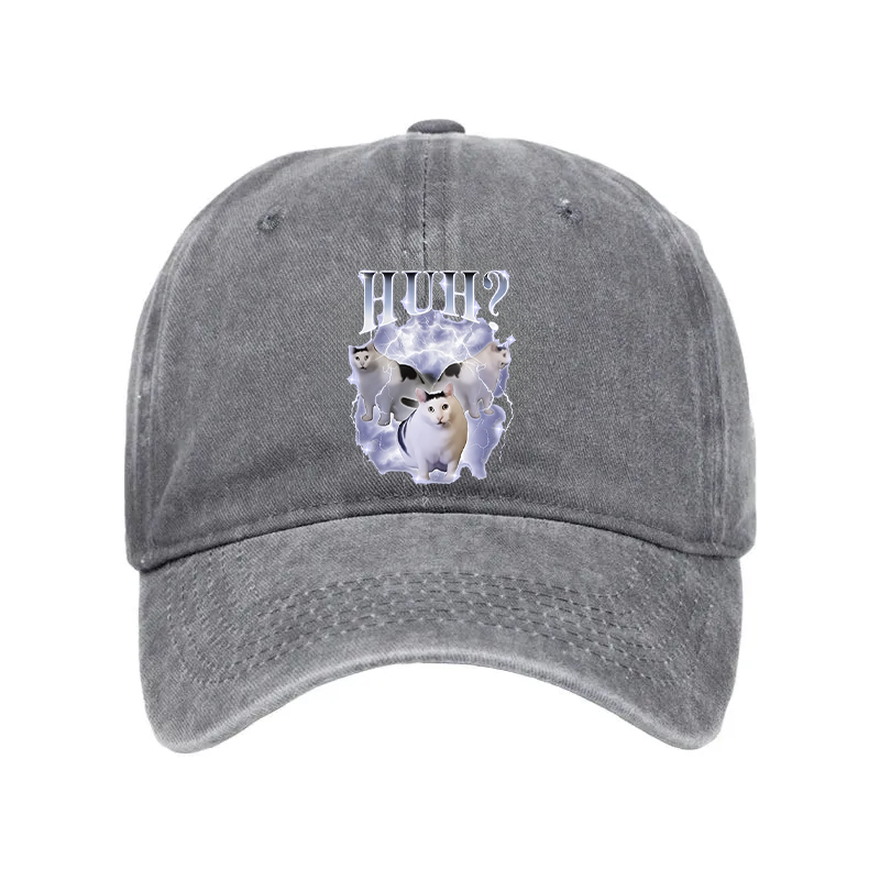 Modecanvas Huh Cat Chonky Ben Meme Washed Cap-modecanvas