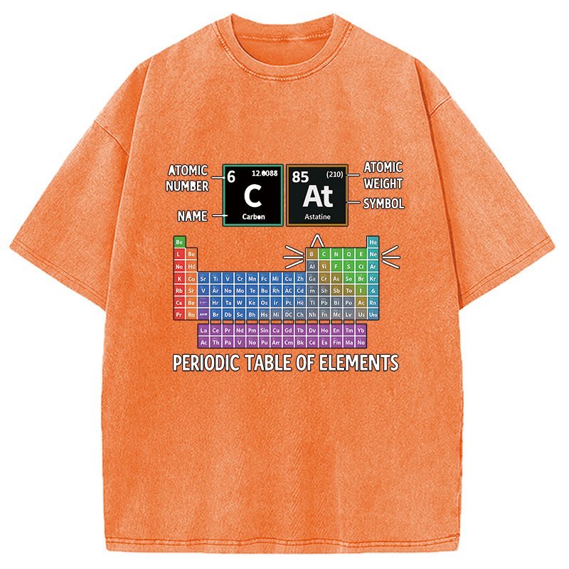 Modecanvas Cat Periodic Table Chemistry Washed T-Shirt