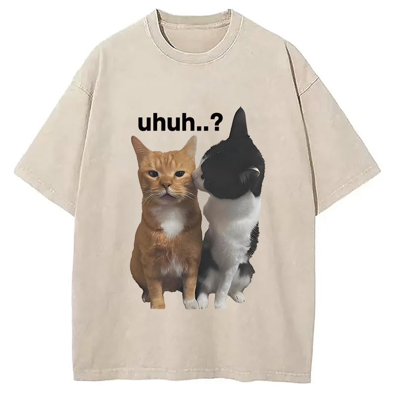Modecanvas Uhuh..? Cats Washed T-Shirt