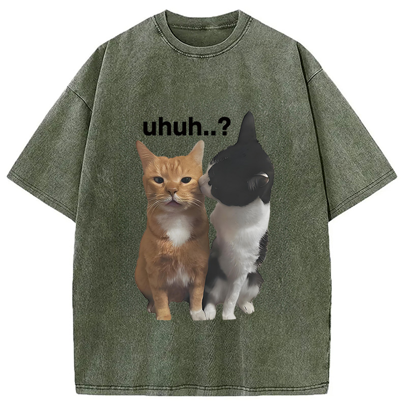 Modecanvas Uhuh..? Cats Washed T-Shirt