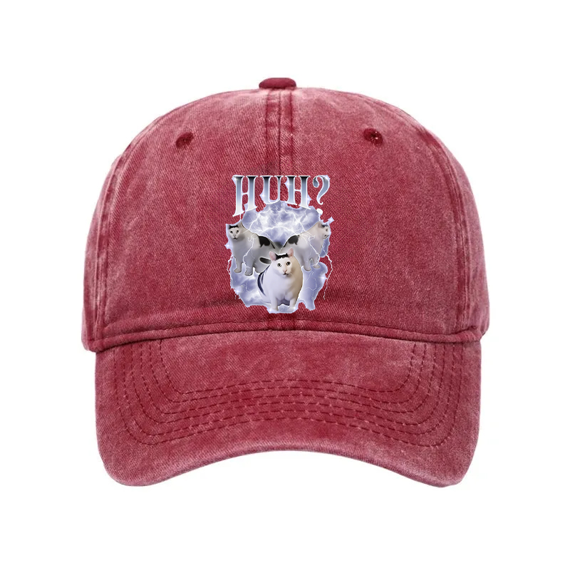 Modecanvas Huh Cat Chonky Ben Meme Washed Cap-modecanvas