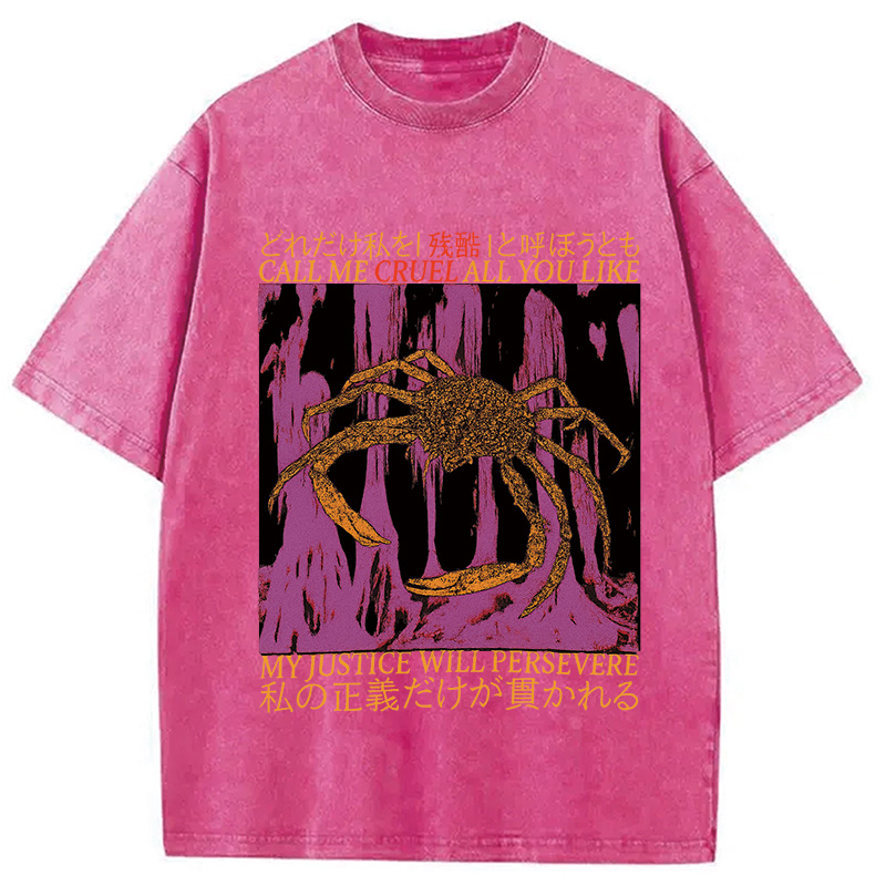 Modecanvas My Justice Will Persevere Funny Crab Washed T-Shirt