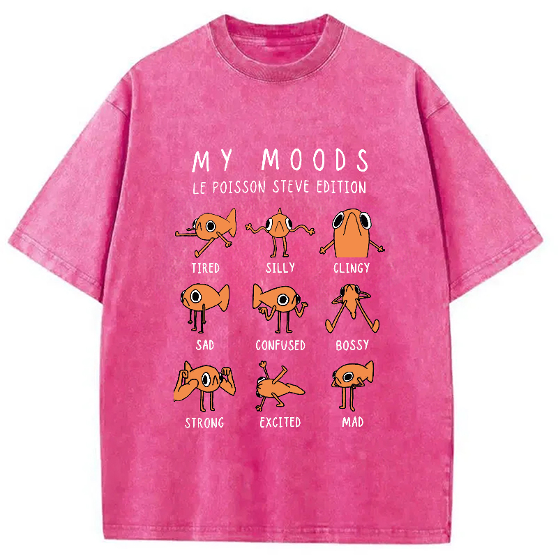 Modecanvas Il Est Orange Poisson Steve Washed T-Shirt