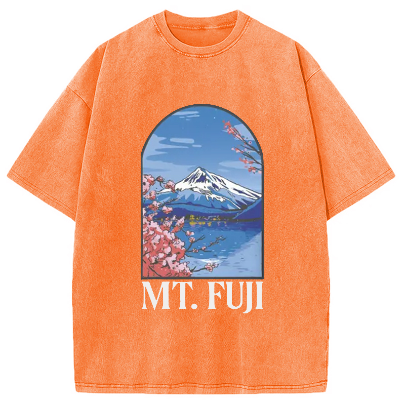 Modecanvas Mt. Fuji Cherry Blossom Japanese Washed T-Shirt