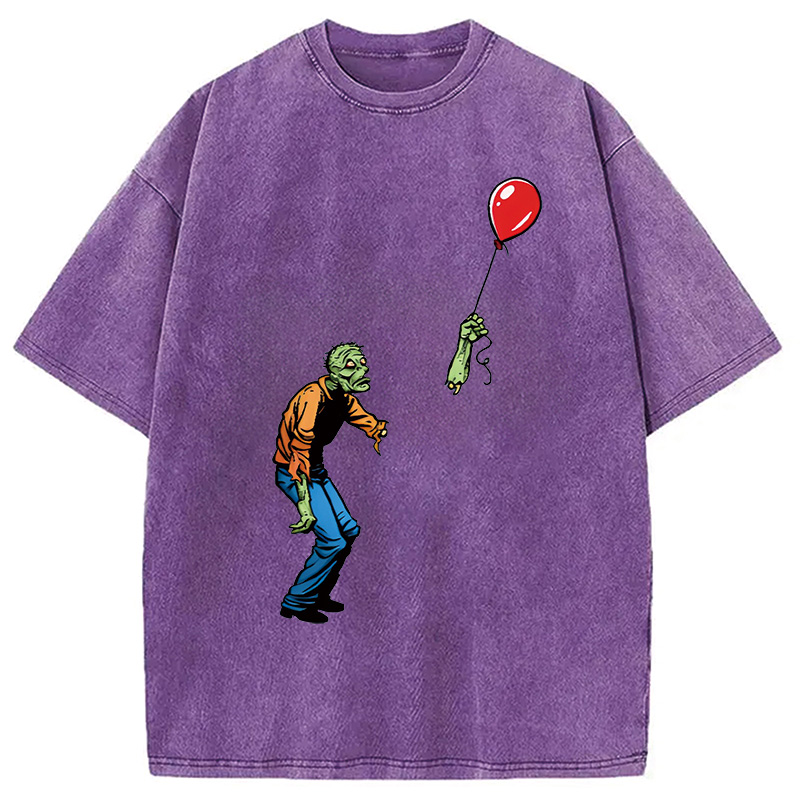 Modecanvas Sad Zombie and Balloon Washed T-Shirt