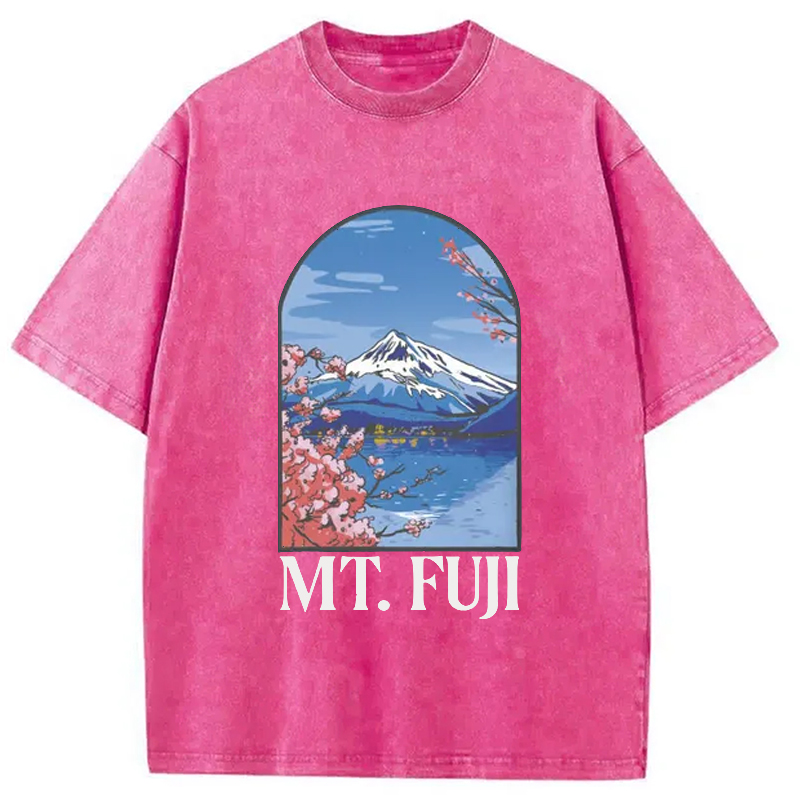 Modecanvas Mt. Fuji Cherry Blossom Japanese Washed T-Shirt