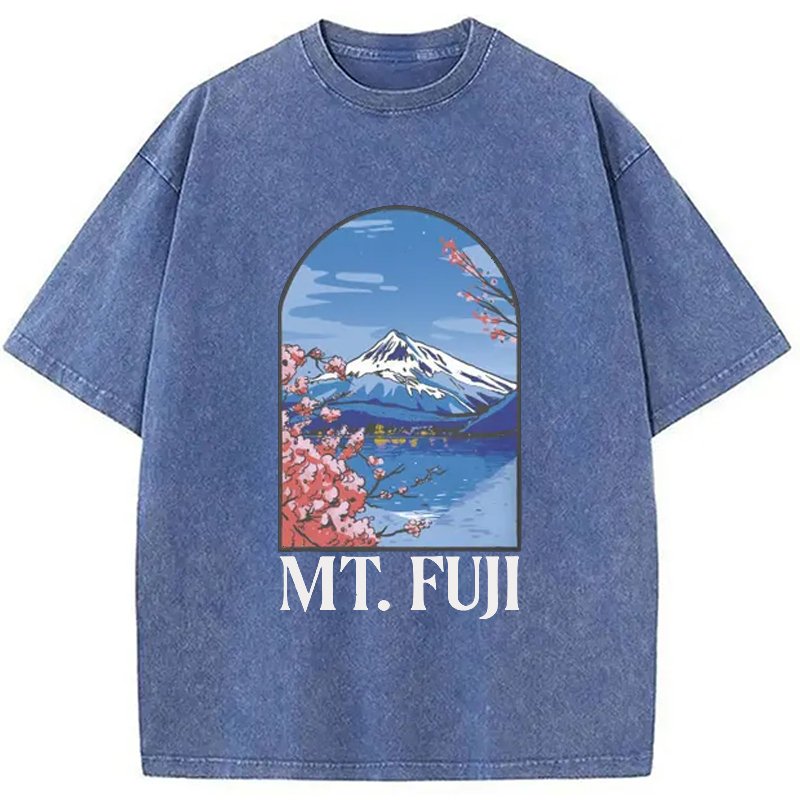 Modecanvas Mt. Fuji Cherry Blossom Japanese Washed T-Shirt