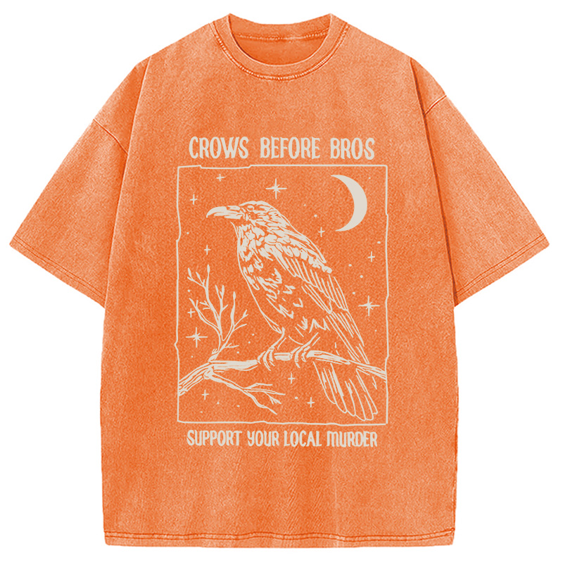 Modecanvas Funny Crows Before Bros Washed T-Shirt