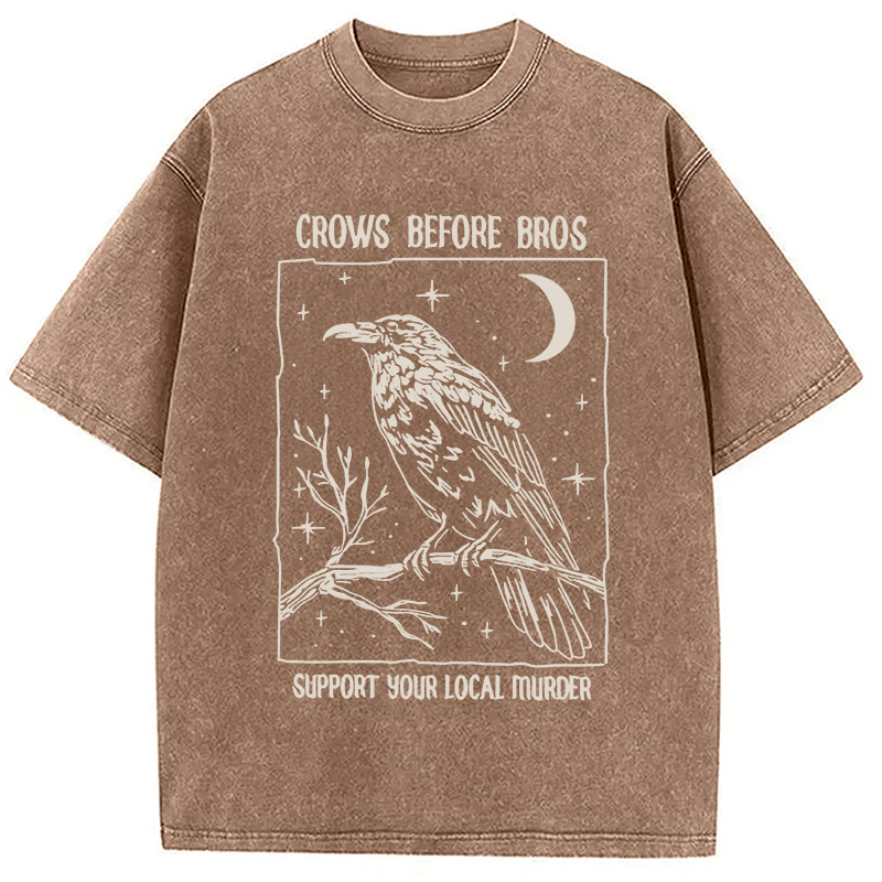 Modecanvas Funny Crows Before Bros Washed T-Shirt