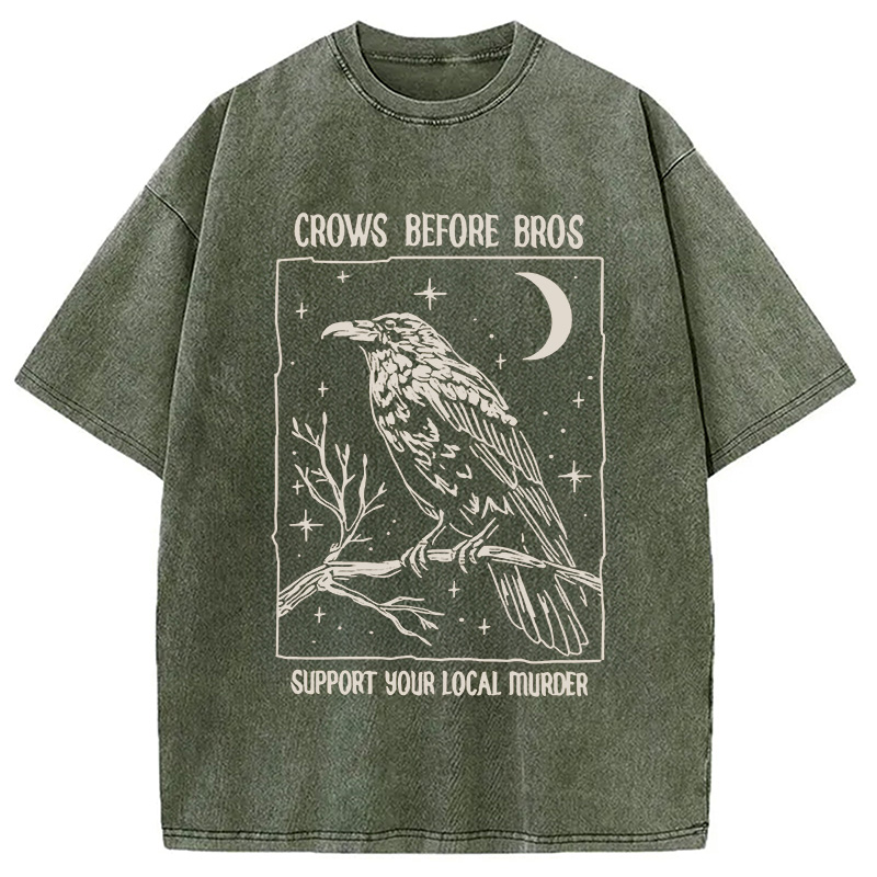 Modecanvas Funny Crows Before Bros Washed T-Shirt