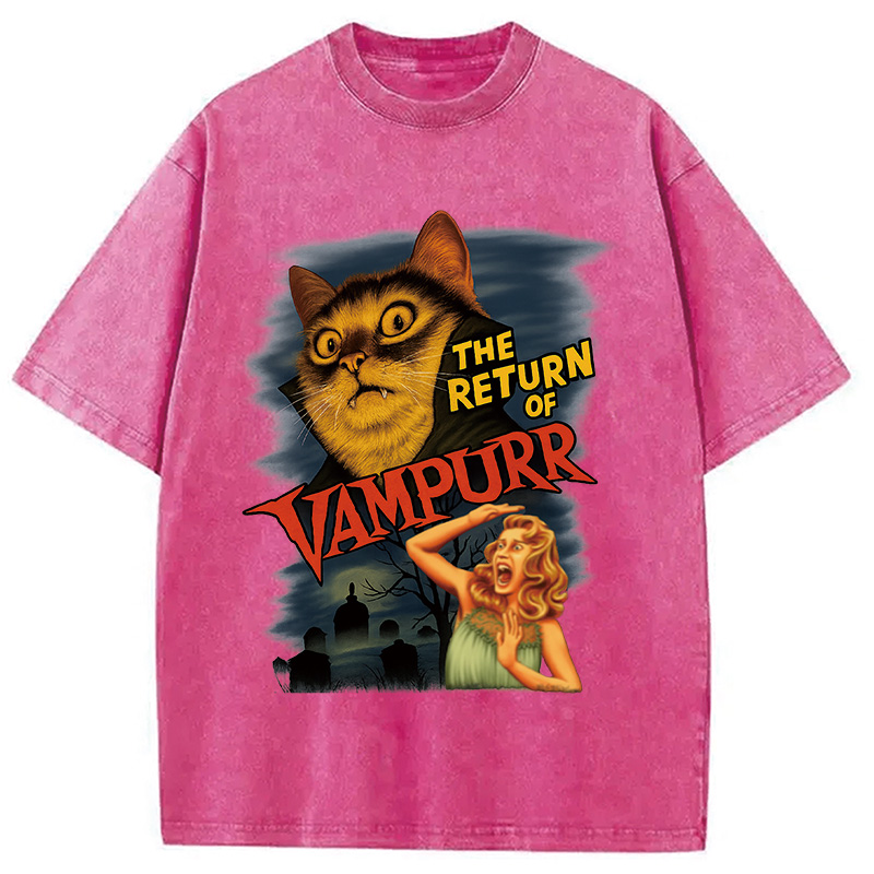 Modecanvas The Return of Vampurr The Halloween Cat Washed T-Shirt