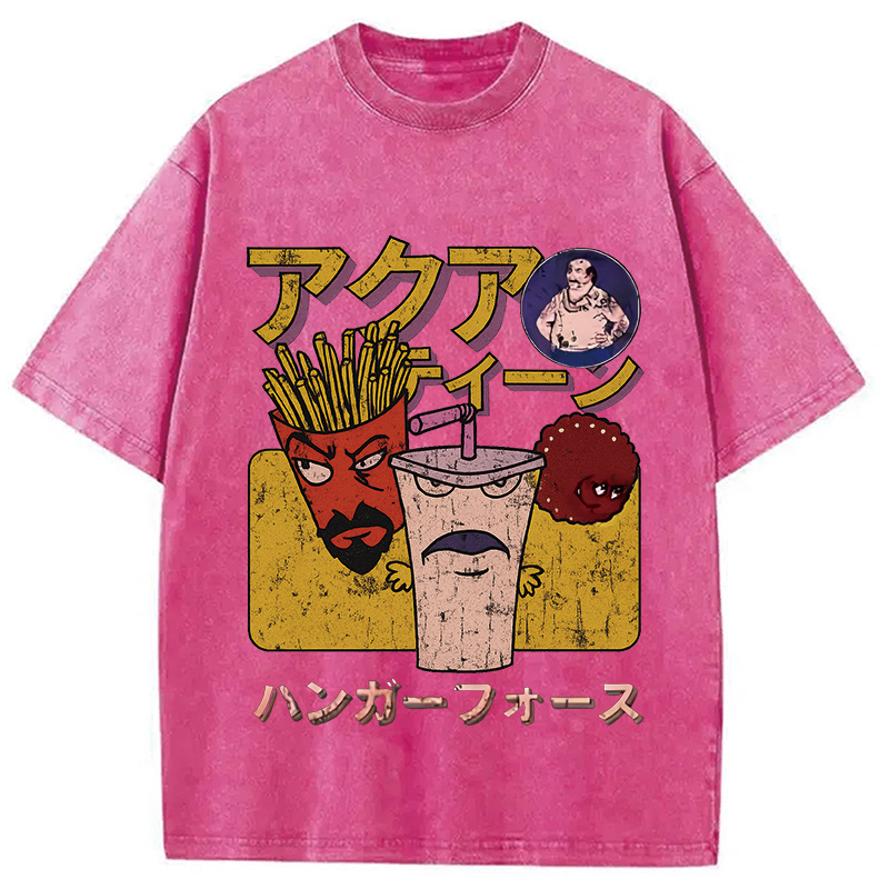 Modecanvas Aqua Teen Hunger Force Japanese Retro Washed T-Shirt-modecanvas