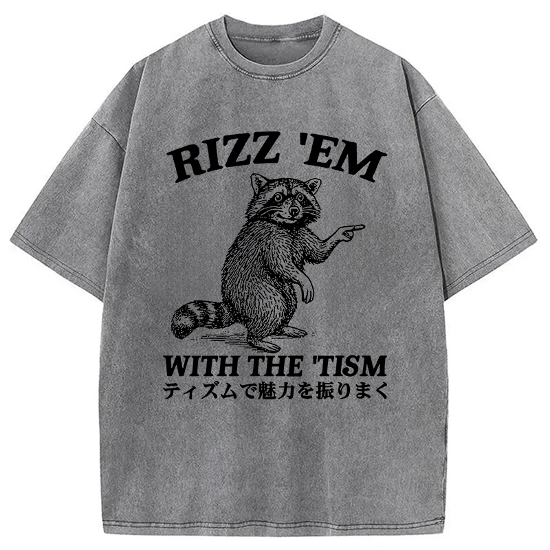 Modecanvas Funny Raccoon Charm Washed T-Shirt