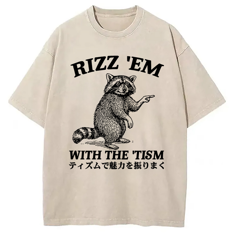 Modecanvas Funny Raccoon Charm Washed T-Shirt