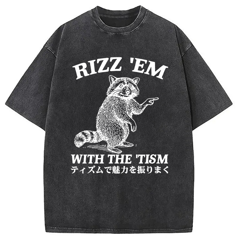 Modecanvas Funny Raccoon Charm Washed T-Shirt