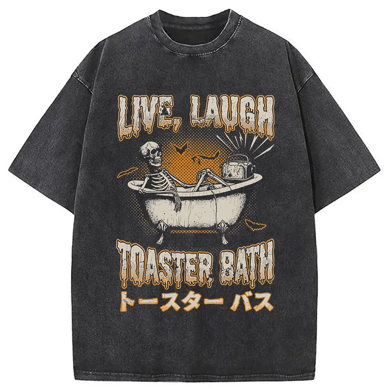 Modecanvas Skeleton Taking A Bath Washed T-Shirt