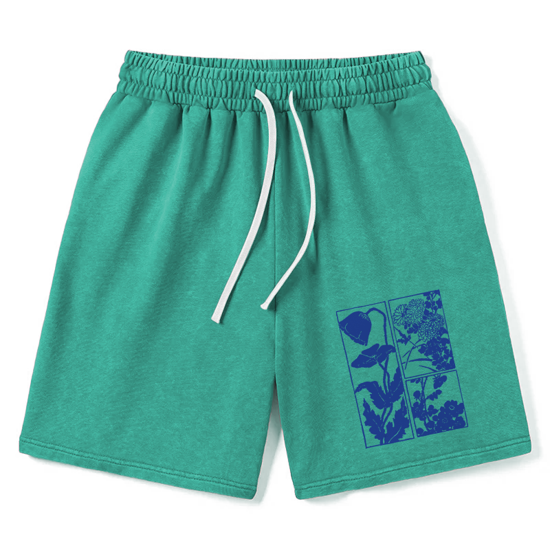 Modecanvas Woodcut Flowers Washed Short