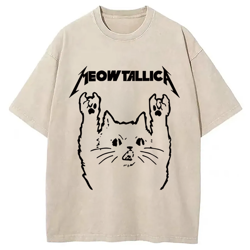 Modecanvas Vintage Album Cat Meowtallica Japan Washed T-Shirt